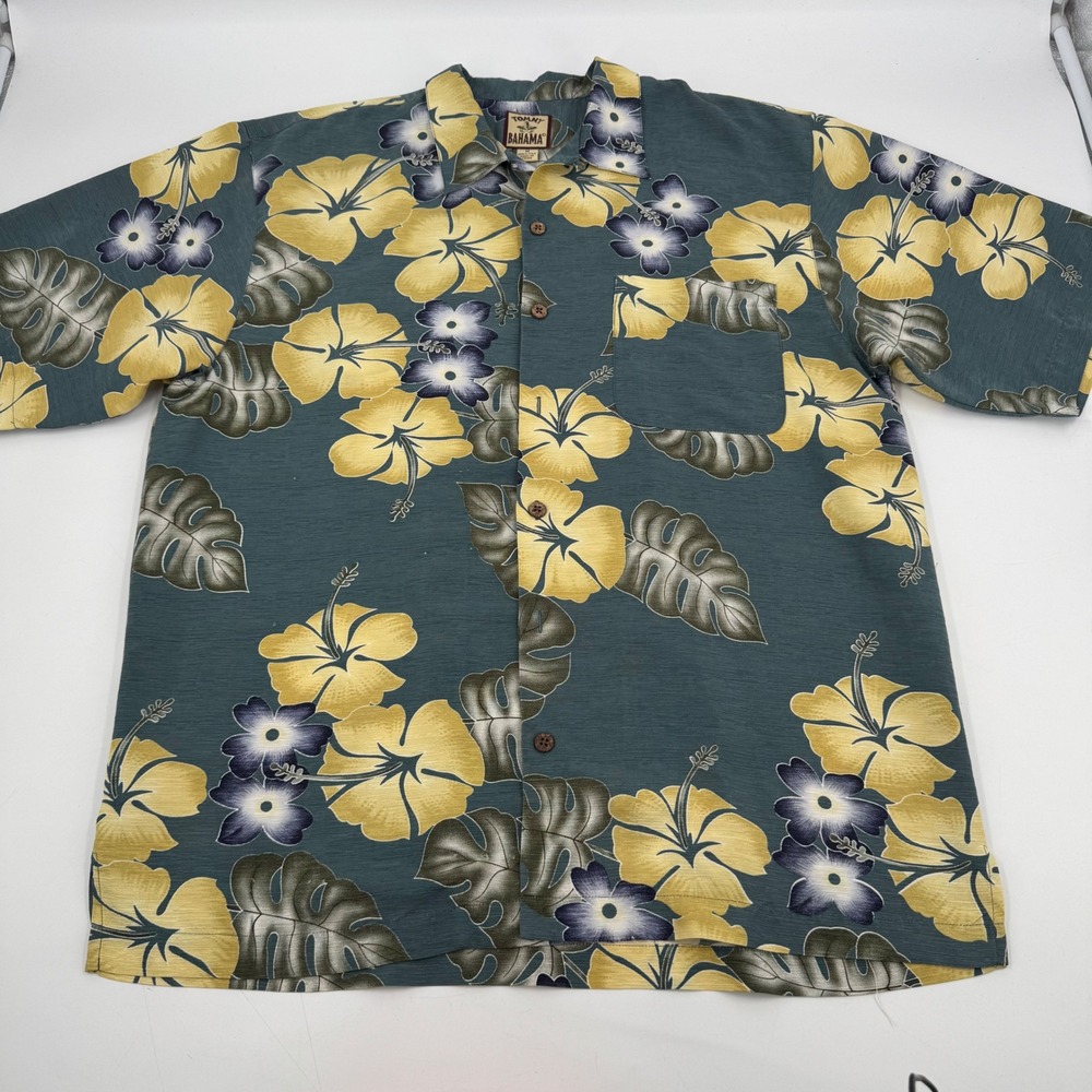Vintage Tommy Bahama Mens Medium Hawaiian Floral Camp Shirt Casual Button Down M
